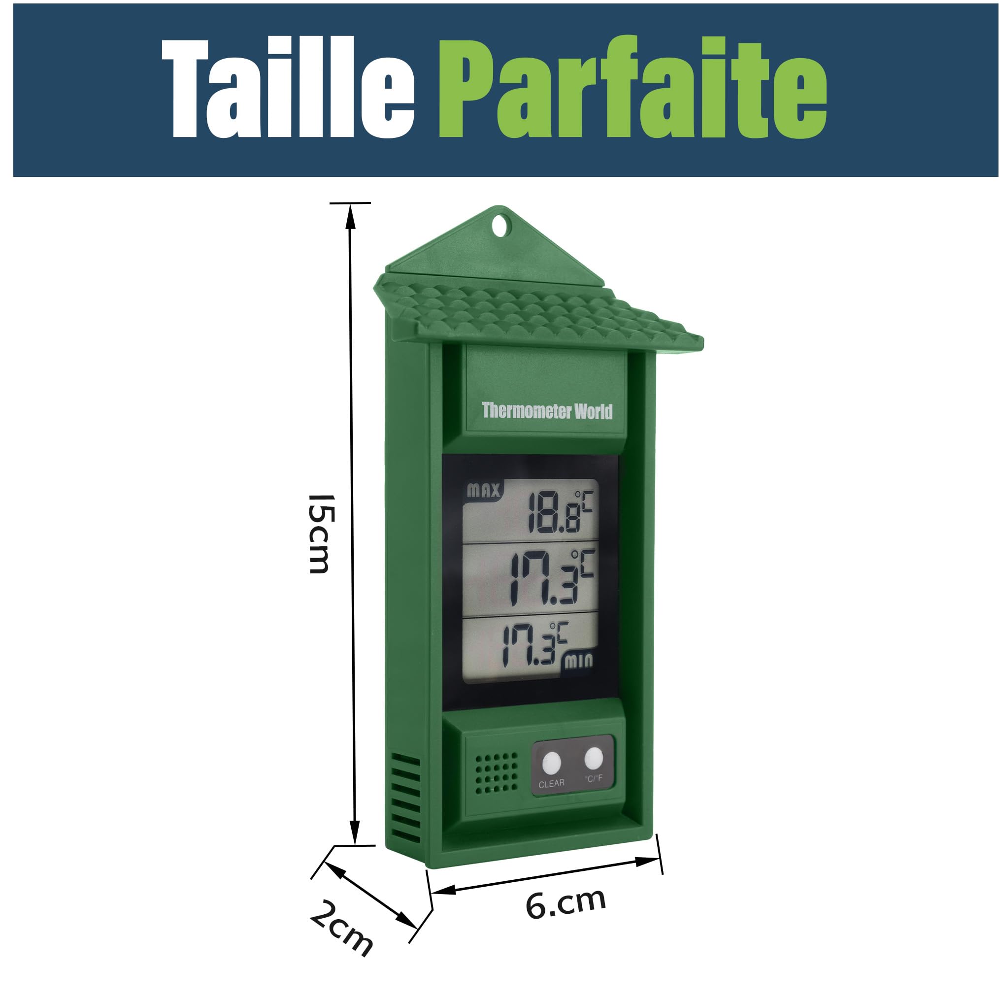 Thermomètre numérique min/max intérieur extérieur pour serre mural
