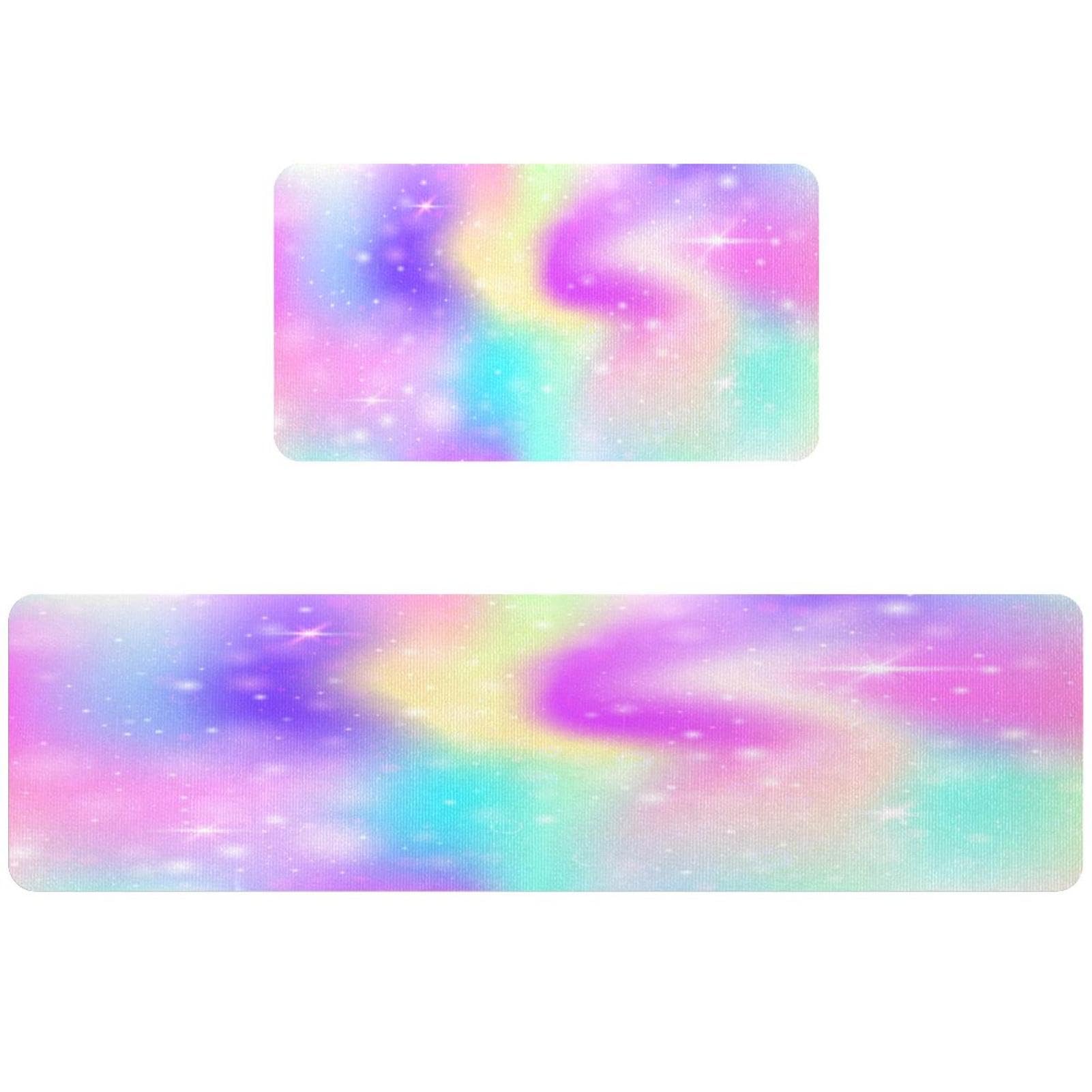 Tapis de cuisine lavable contre les glissades lot de 2 fée arc-en-ciel