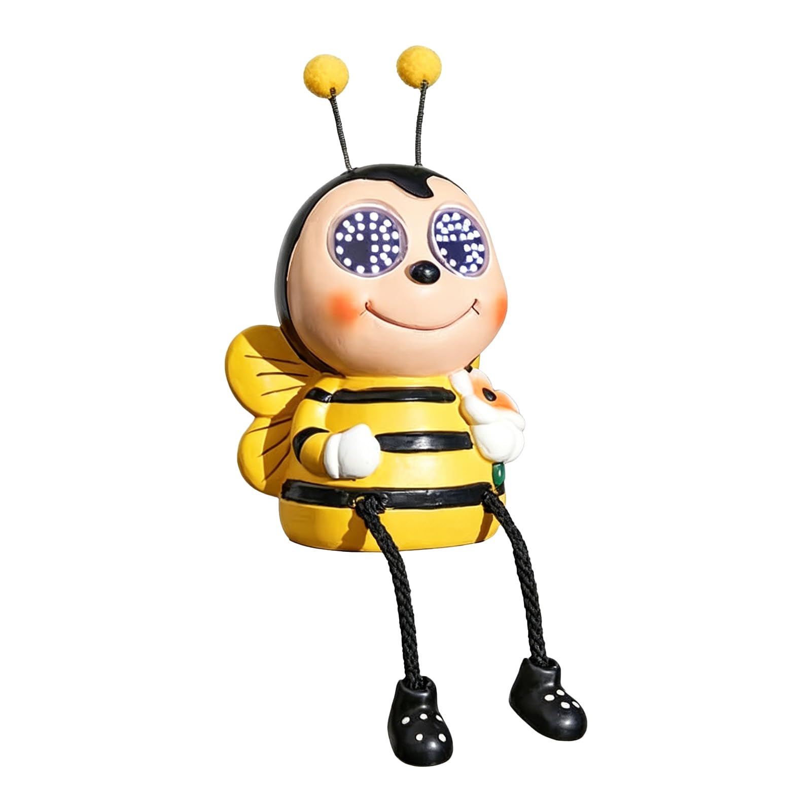 sugerou Animated Eyes Solar Light Motion Sensor Outdoor Waterproof Garden Animal Figurine Energy Saving Resin Decor for Patio Yard Pathway 20cm Tall Decorative Illumination Honeybee
