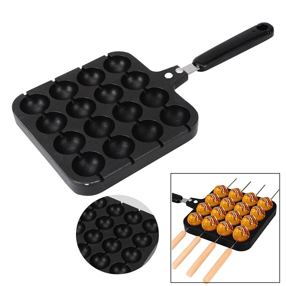 Padella Takoyaki 16 Buche - Per Polpette Di Polpo Antiaderente In Lega Alluminio - Foto 8