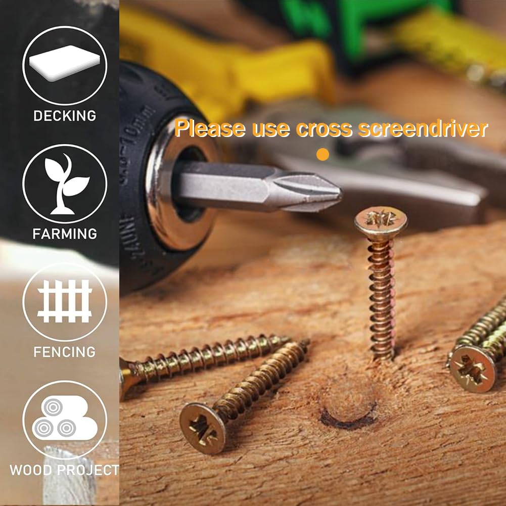 Wood Screws Assortment, 830Pcs M5-M3 80-16MM Extra Strong Large Zinc Plated Screw Set, Assorted Screws for Wood Fences Doors - Image 3