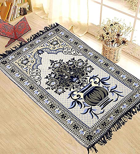 Weavers Villa Cotton Jute Prayer Mat/Meditation Mat/Aasan - Ideal for Puja/Sitting - Comfortable, Soft Mat for Home, Yoga, Worship - Durable Multipurpose Floor/Poja Aasan Mat - Brown, 70cm x 110cm-image-18