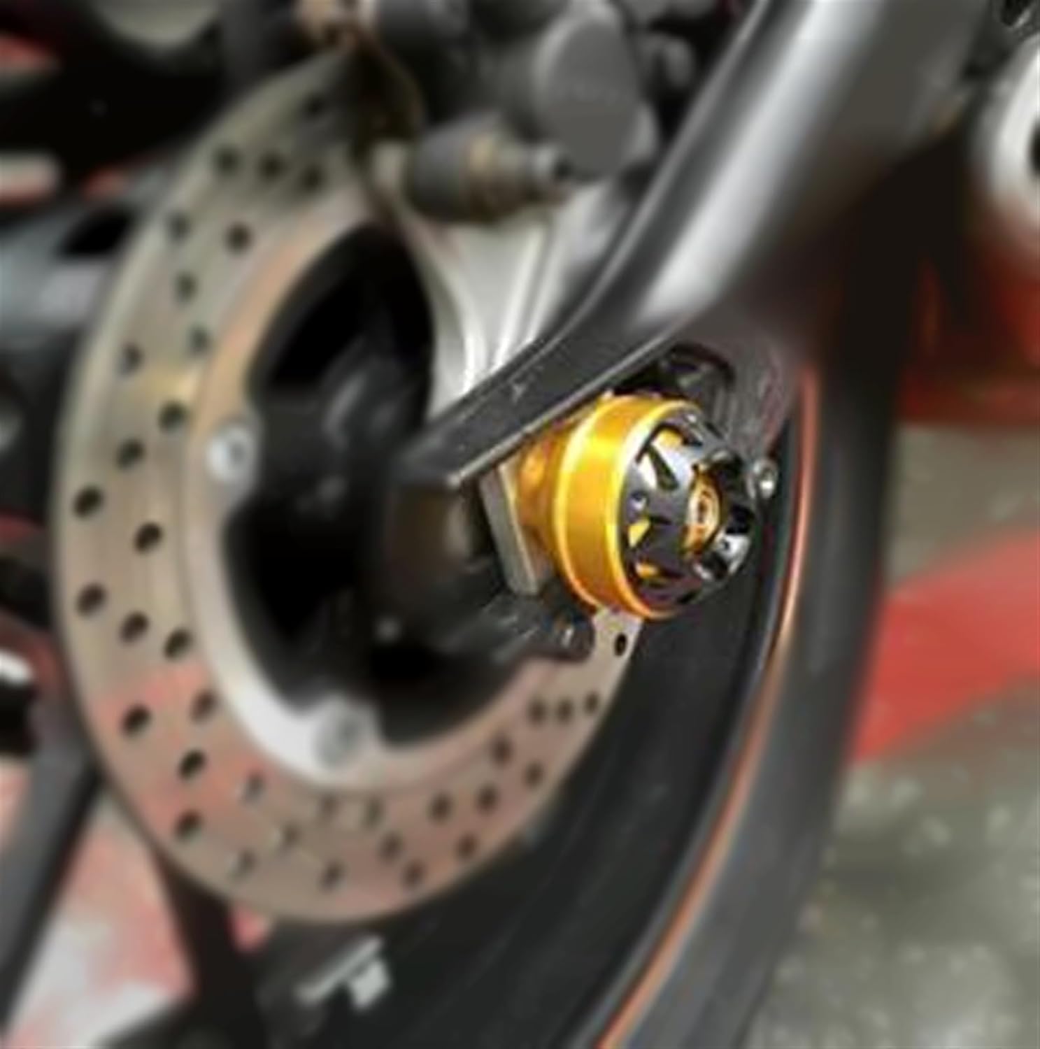 Motorcycle Wheel Protector for Y-AMAHA FZ-07 2014 2015 2016 2017-2020 Motorcycle Front Rear Axle Fork Slider Wheel Protector(Rear Wheel Gold)