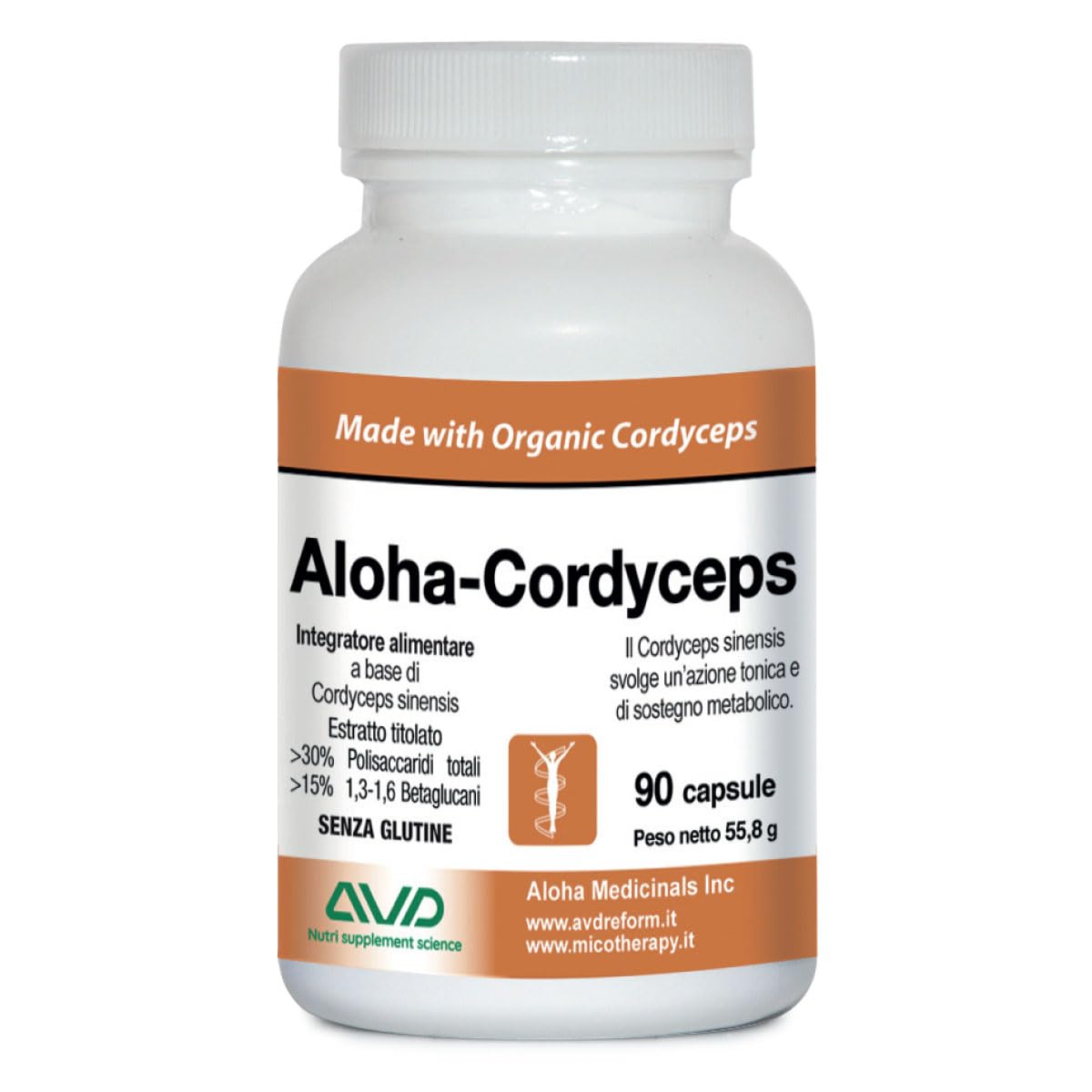 AVD REFORM | Aloha Cordyceps – Integratore a base di Cordyceps sinensis per energia, resistenza fisica e vitalità in caso di stress e affaticamento – 90 capsule – Prodotto in Italia