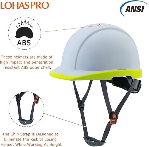 Miniatura 4 de LOHASPRO Casco de seguridad para electricista, para trabajos de construcción, estilo de gorra ANSI Z89.1, aprobado por la OSHA, casco duro para