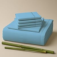 Vista 44 de Sacred Thread Juego de sábanas de 6 piezas de rayón derivado de bambú, juego de ropa de cama y fundas de almohada con bolsillos profundos, ropa