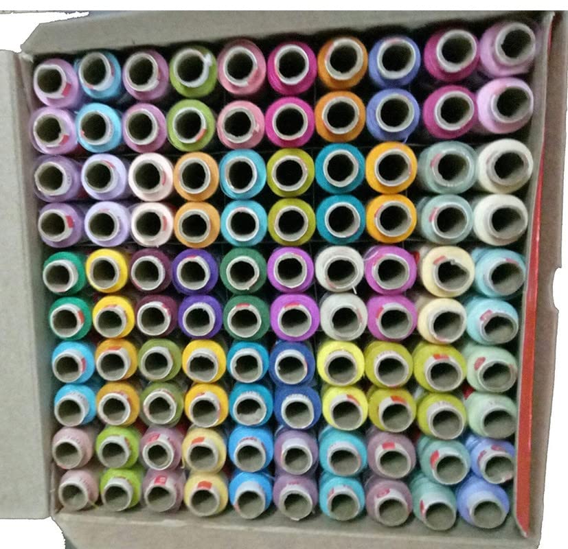 Wiffo (Thread Reel 100 pcs Box)100% Spun Polyester Sewing Thread 100 Tubes (25 Shades 4 Tube Each) Ladies Special Thread/Dhaga 100 Pcs Sewing Threads Spools with Fast Colour Design,150M Each) H - 124