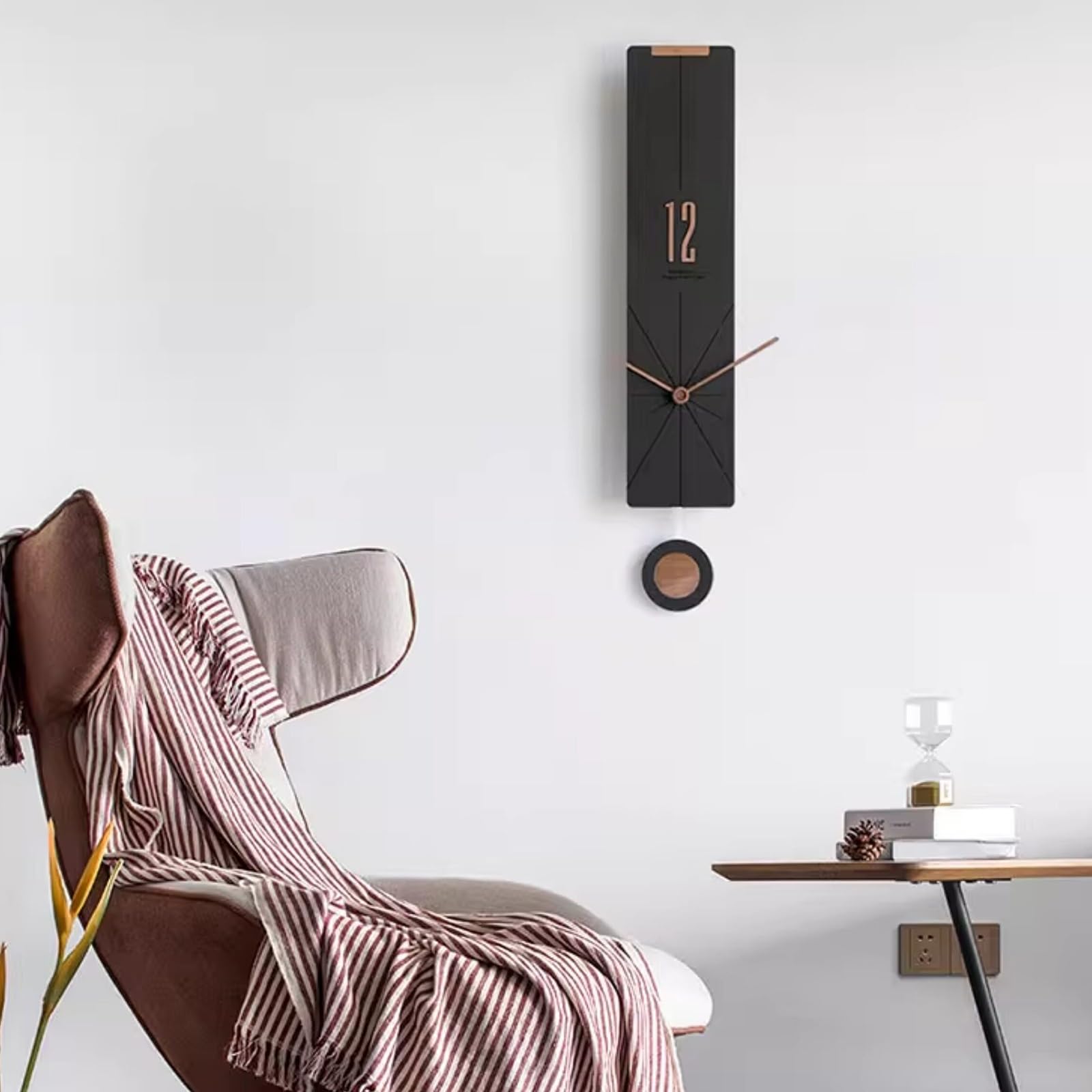 Moderno Decoración Reloj De Pared con El Péndulo, Reloj Pared Silencioso Sin Tic-TAC, Decoración Batería para Escuela, Sala Estar, Cocina, Oficina(White2)
