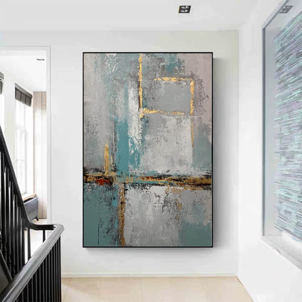 Peinture sur toile abstraite fait main grand format pour décoration murale de salon