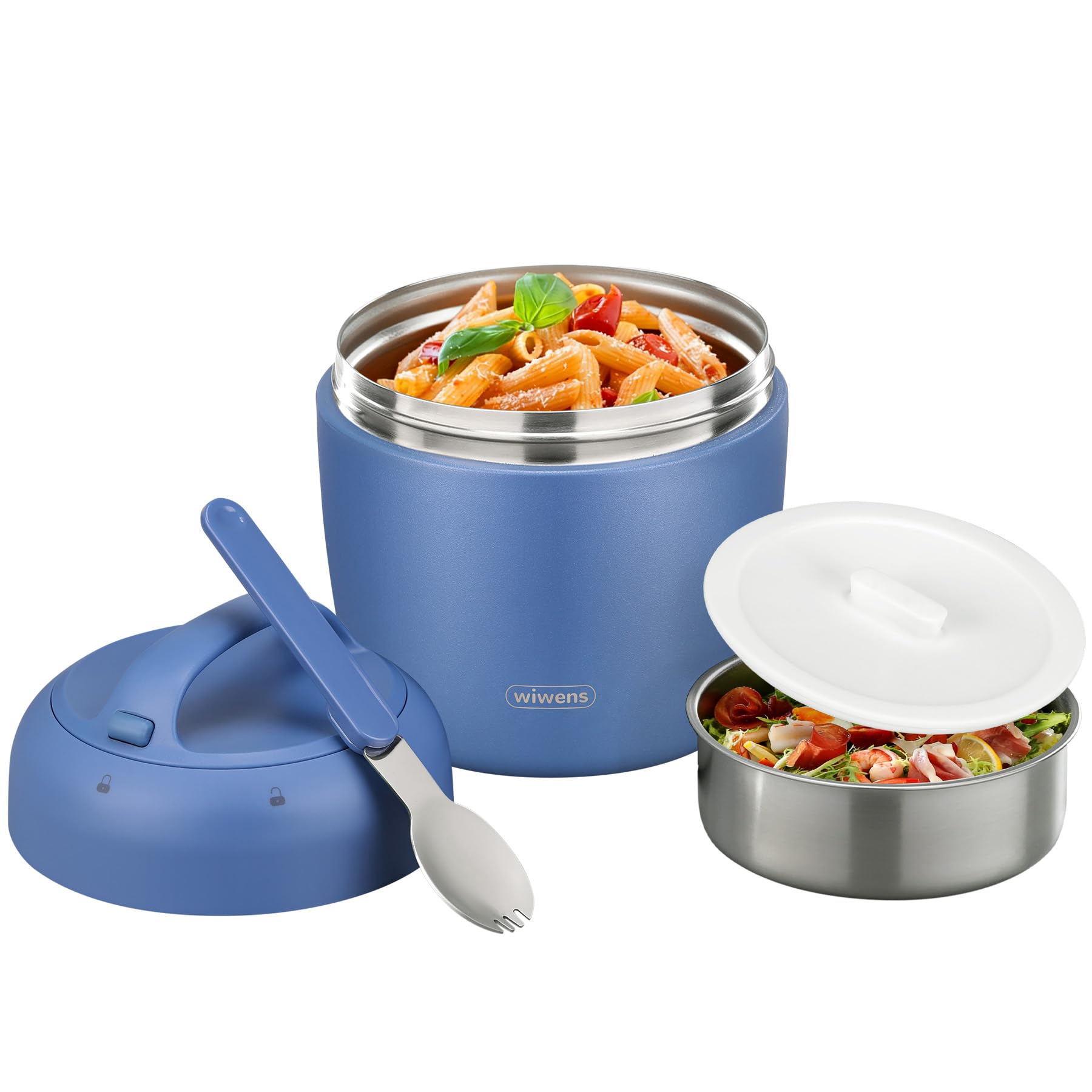 wiwens Thermo Food Jar for Hot Food 32OZ Soup Thermo Lunch Containers Wide Mouth Vacuum Insulated Stainless Steel Leakproof Bento Box with Spoon