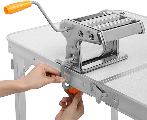 Miniatura 5 de Máquina para hacer pasta, 6 ajustes de grosor ajustables, máquina de pasta manual de acero inoxidable de 0.276 in y 0.079 in de ancho, prensa de