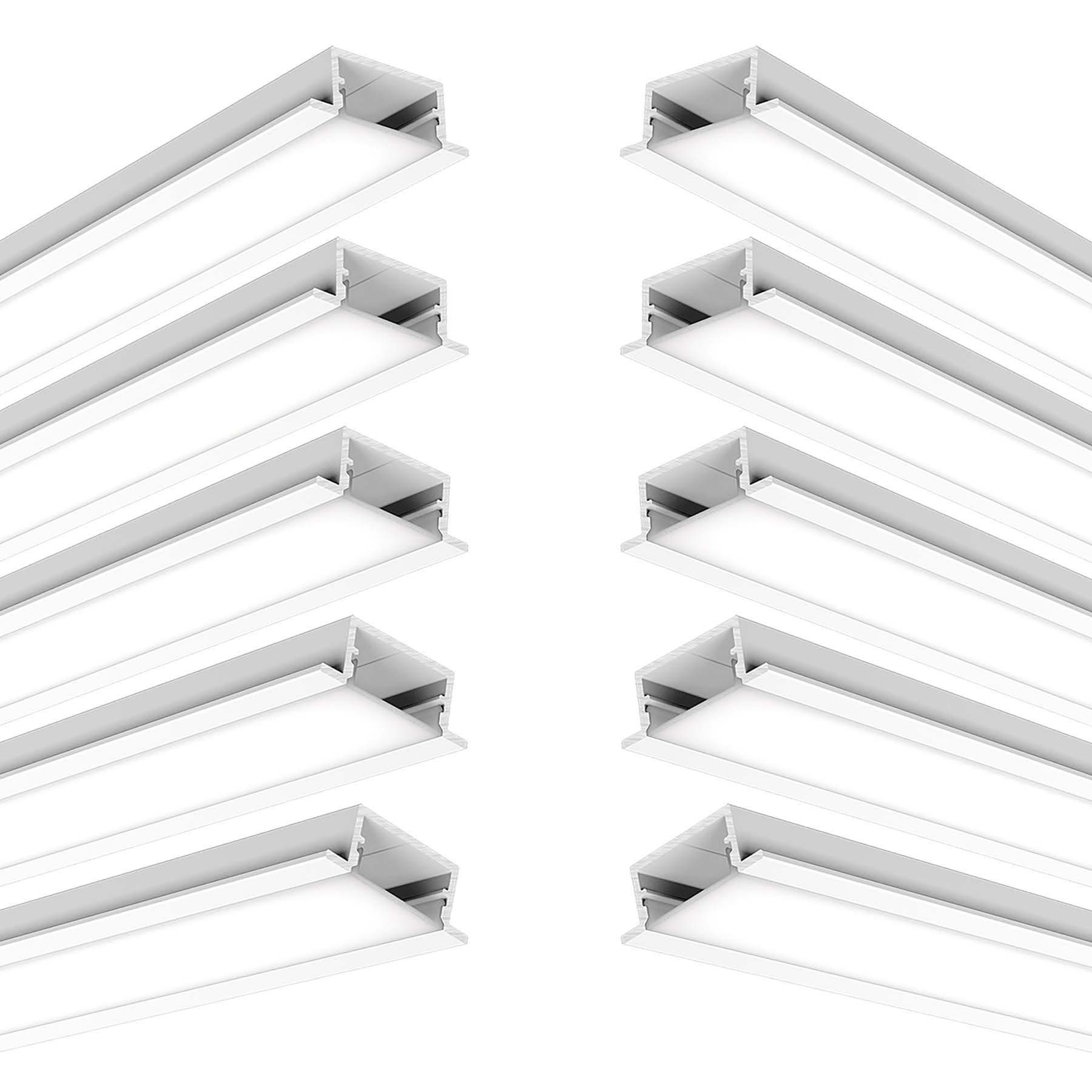 G.W.S® Recessed LED Profile, 10-Pack Aluminium Channel for LED Strip Light, 1 Metre 28mmx10mm (335-Y2810) — image 1