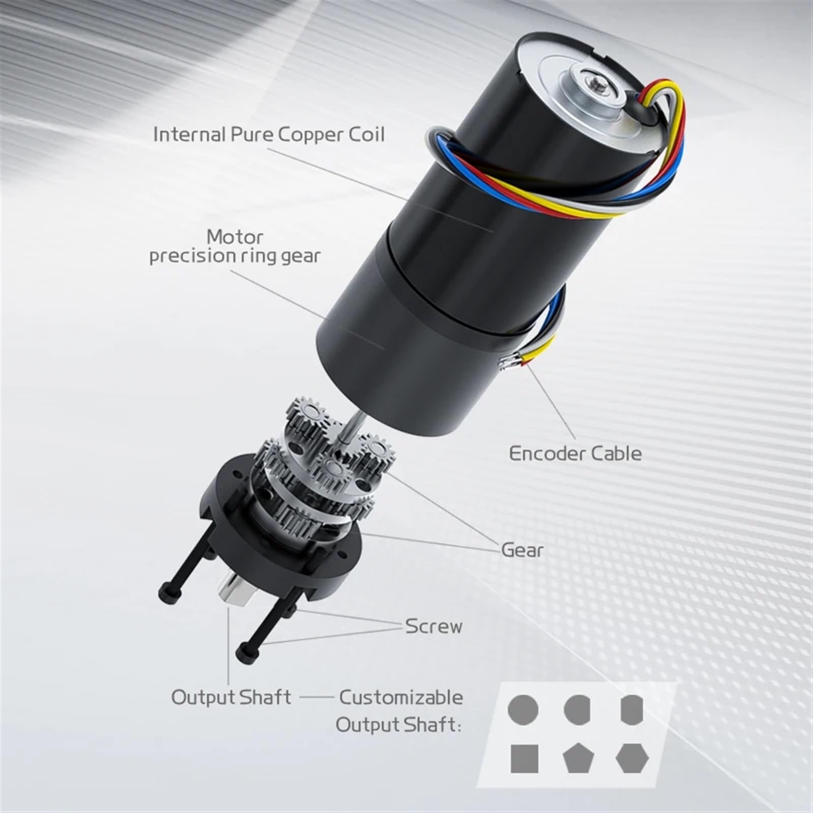 Motor de engranaje CC sin escobillas planetario 36GP-3650, 12V, 24V, velocidad ajustable hacia adelante y hacia atrás, engranaje de alto par 11PRM ~ 2160PRM Rendimiento Confiable Y Estable(42RPM,12V B