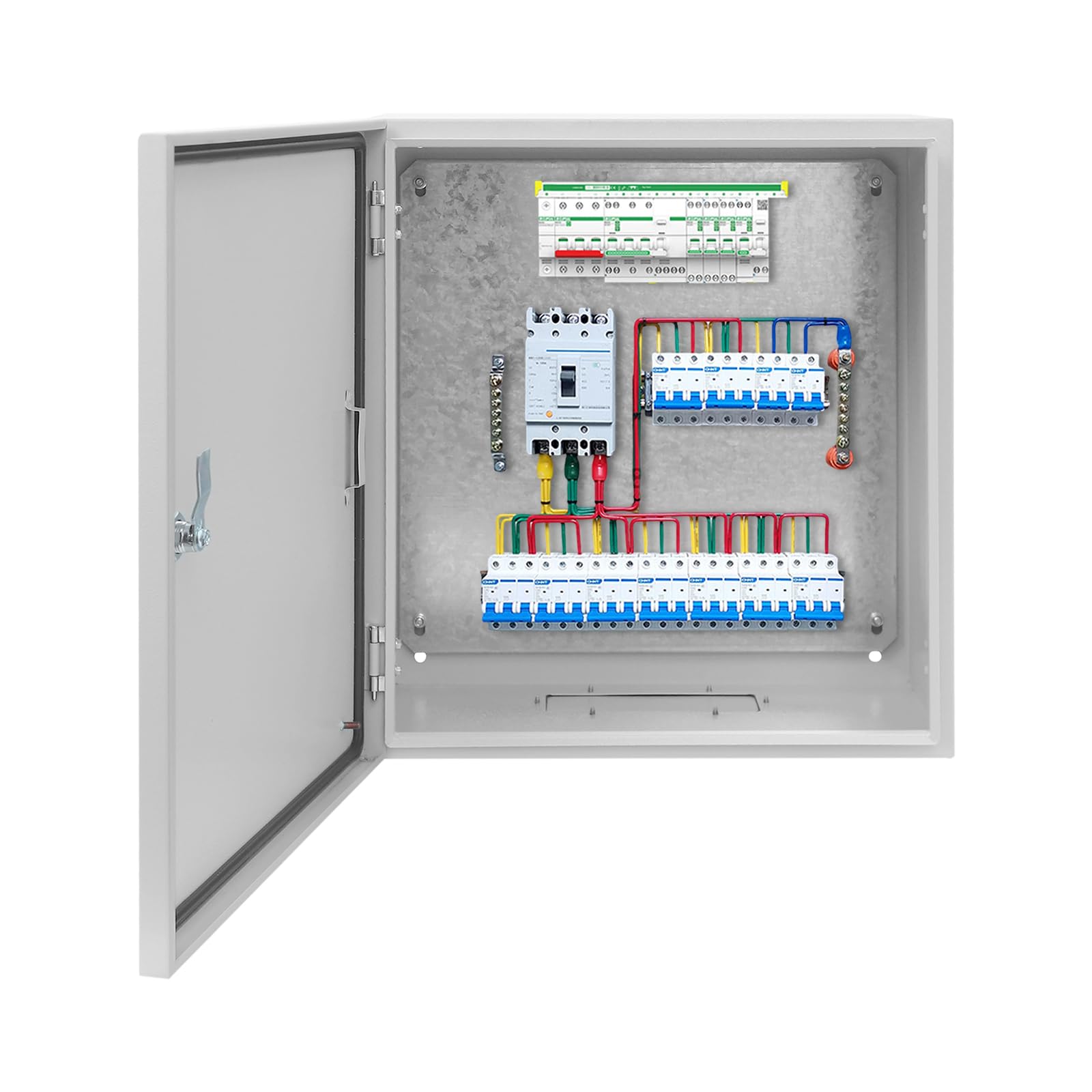 ROMYIX Outdoor Electrical Box IP65 Weatherproof, Wall Mount Junction Box with IK08 Impact Resistance, Cold Rolled Steel Enclosure with Lock & Grounding Terminal,for Garden,Industrial (45x50x25cm)