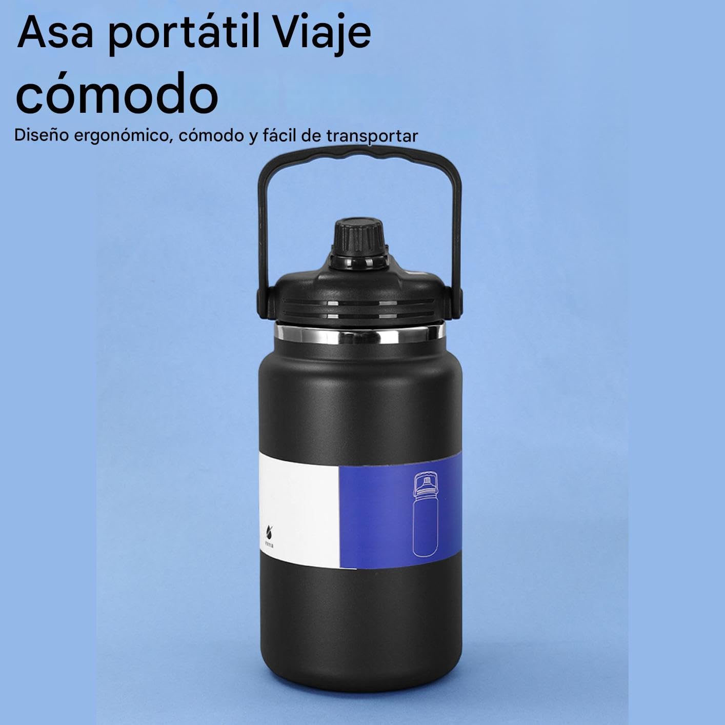 Botellas De Agua De Acero Inoxidable - Termo de Acero Inoxidable Antifugas, Botella Portátil Aislada Fría De 4L Para Gimnasio Escuela Playa Deportes Exteriores Ciclismo Senderismo Viaje
