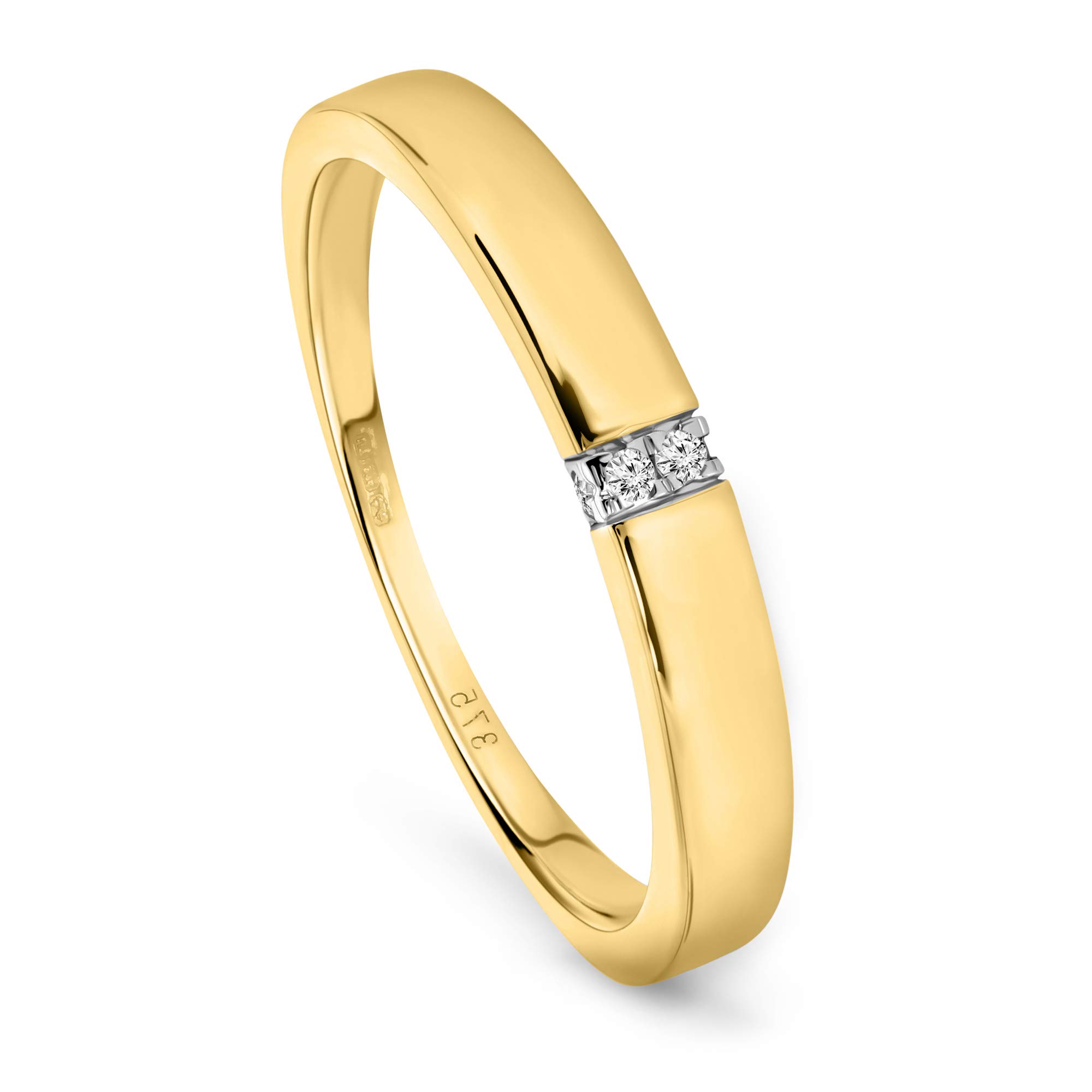 MIORE Anillo Mujer en Oro Amarillo 9K 375 con Diamantes Naturales Anillo de Compromiso Sofisticado y Atemporal Joyería Fina presentada en Estuche de Regalo Detalle Ideal para Mujer