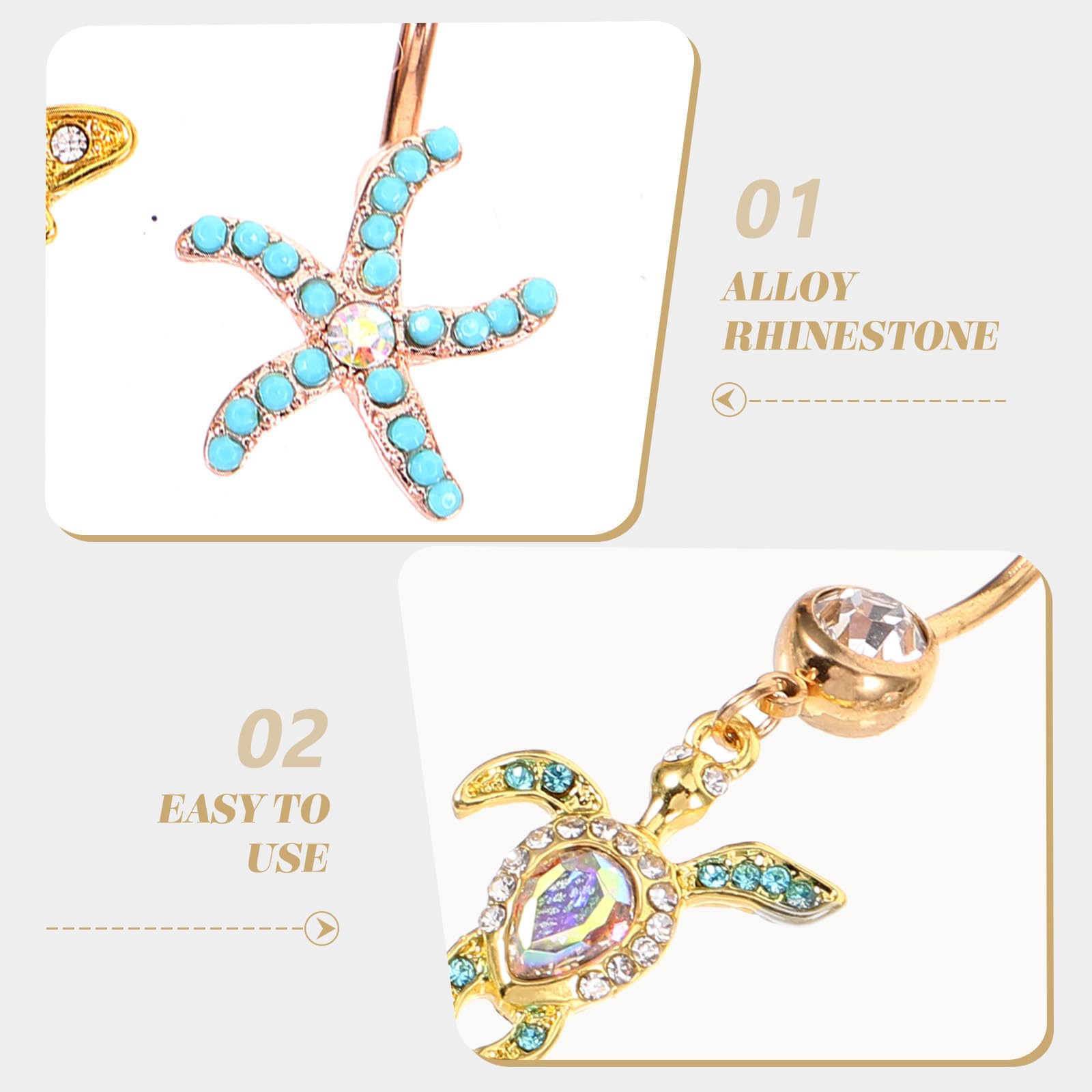 Abaodam 20 Pezzi Piercing Ombelico in Lega con Pietre Brillanti, Design Elegante e Superficie Liscia Lucidata, Resistente alla Ruggine allo Sbiadimento, per Ragazze e Donne alla Moda