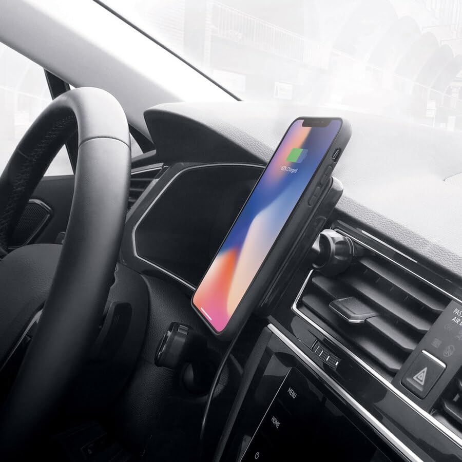 NOVAK Caricabatteria da Auto Wireless per Presa d'Aria Smartphone per Auto per iPhone Samsung - Supporto Smartphone Auto, Ricarica Wireless, Compatibile iPhone