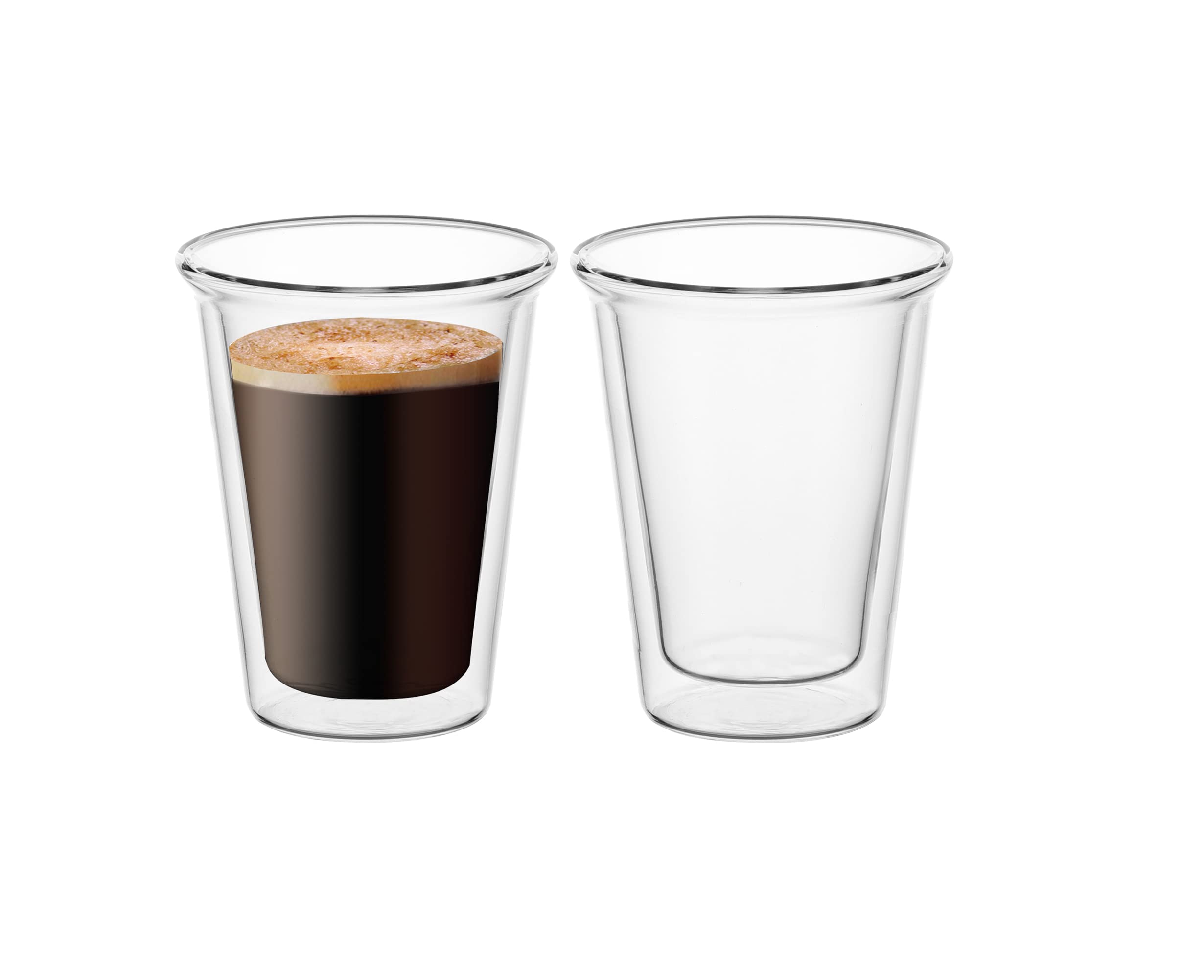 BLACKSTONE Double Wall Glass Tumbler Cups, Suitable for Tea, Coffee, Soft Drinks, Coffee Cups, Set of 2 Pcs 180 ML - DG880