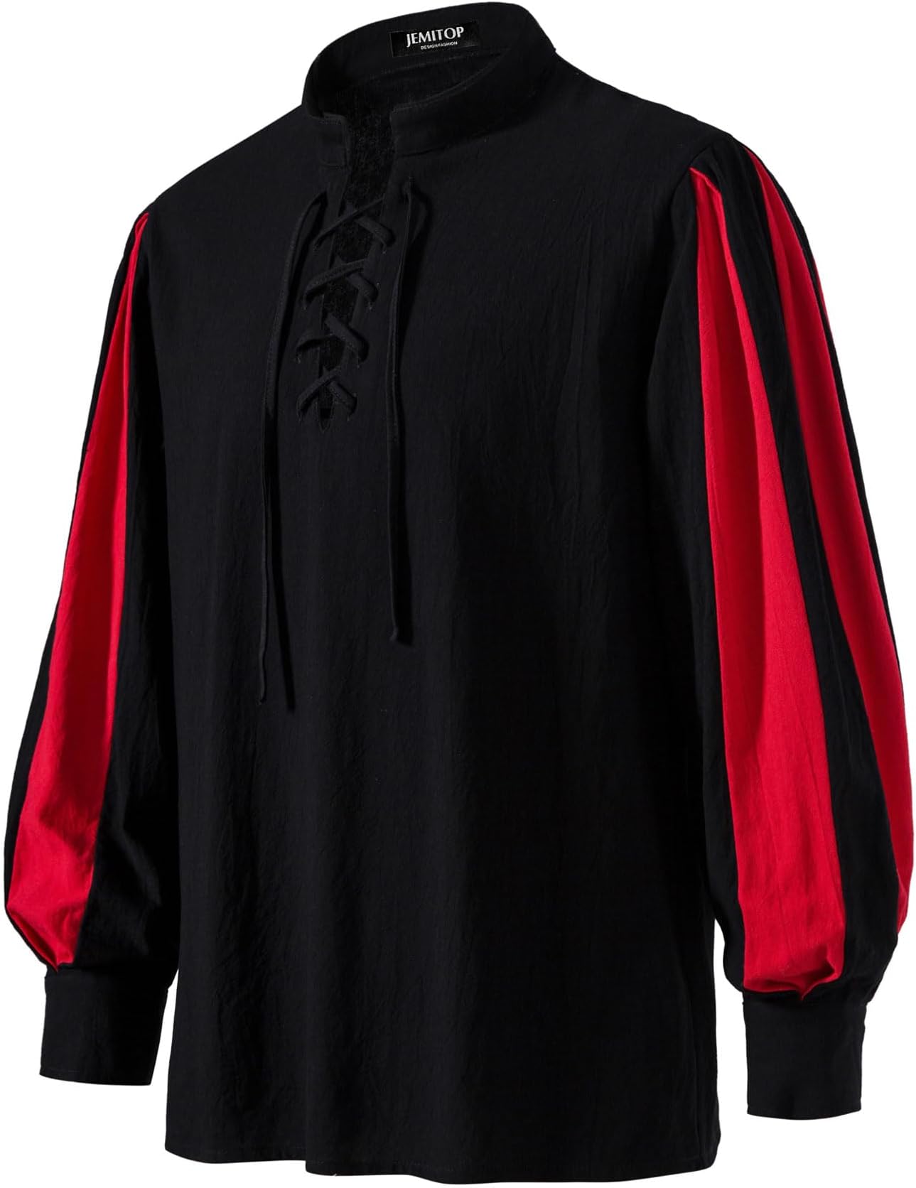 JEMITOPMen's Cotton Vintage Design Lace Up Long Sleeve Shirts for Renaissance Pirate Viking Medieval