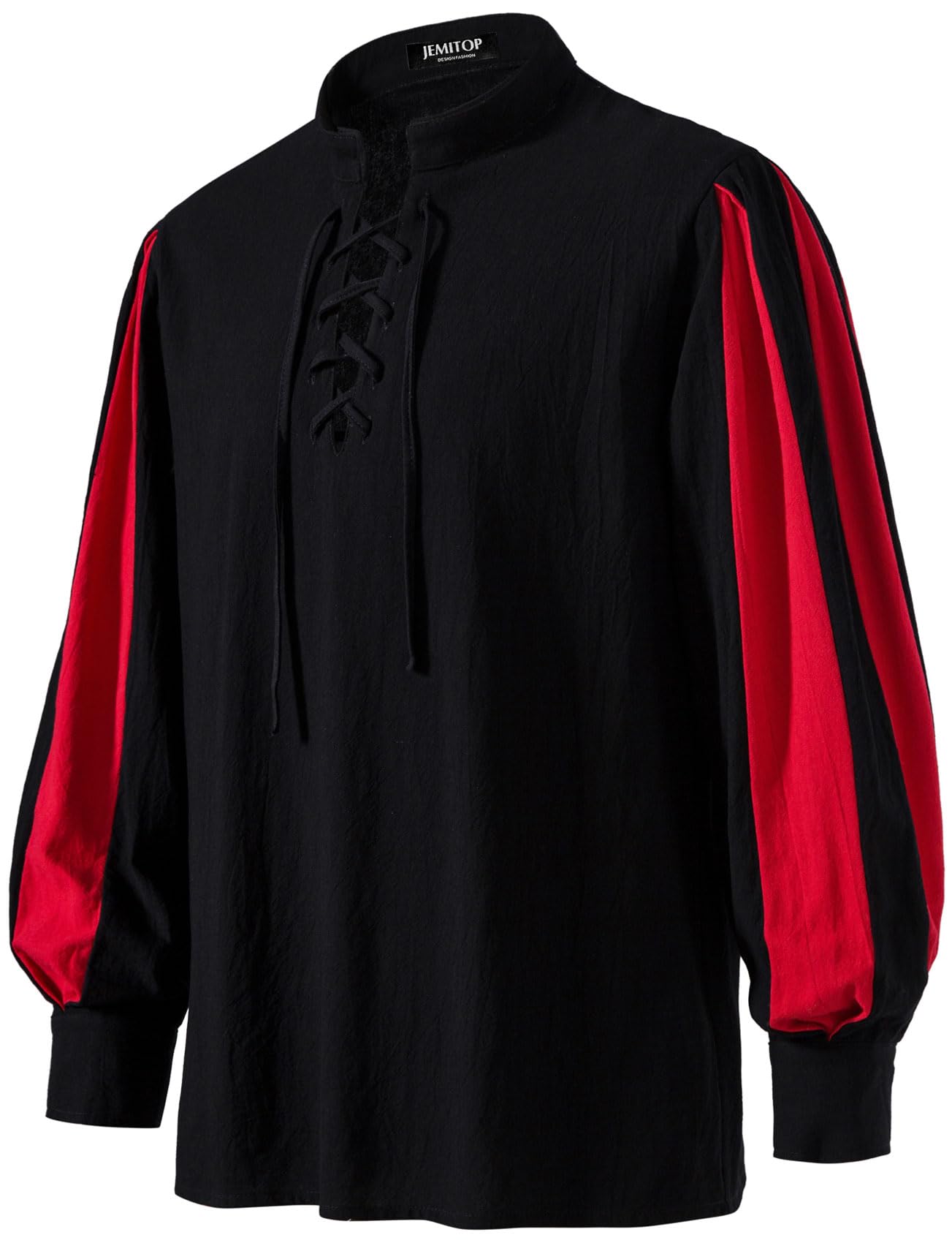 JEMITOPMen's Cotton Vintage Design Lace Up Long Sleeve Shirts for Renaissance Pirate Viking Medieval