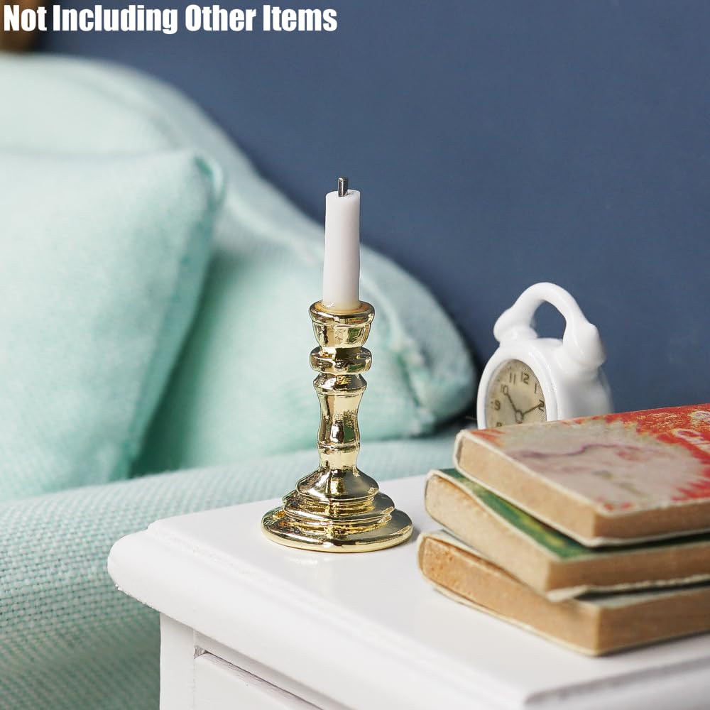 1/12 Scale Miniature Candle Holders | 2Pcs Gold Dollhouse Accessories For Miniature Displays & Dioramas - View #11