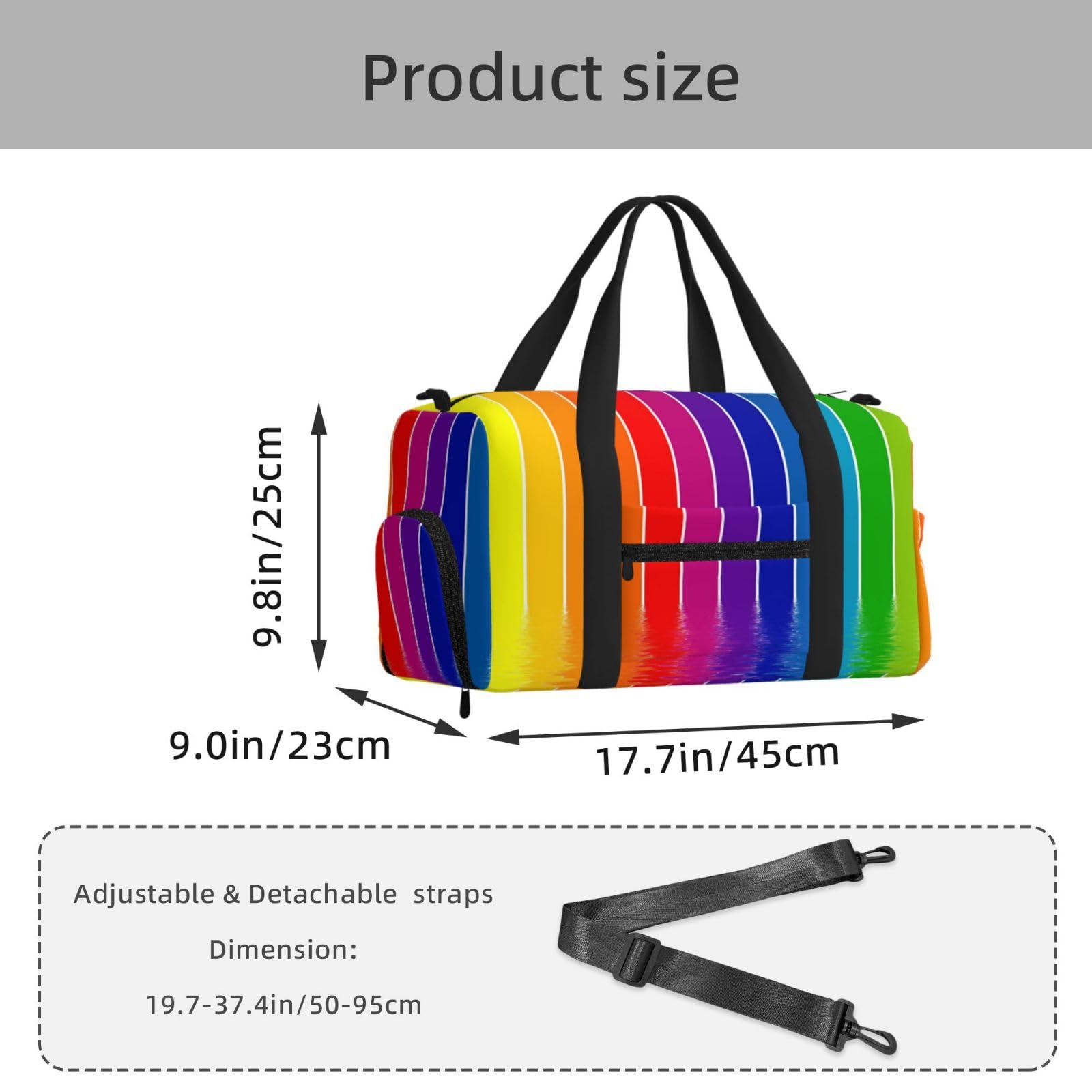 Tęczowe paski drukowane Ręczna torba sportowa crossbody Torba podróżna