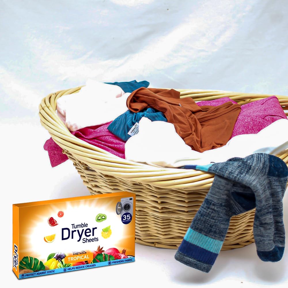 ANGIX 1 sábana para secadora con fragancia tropical de larga duración y suavidad para ropa fresca y ropa de cama (35 sábanas grandes)