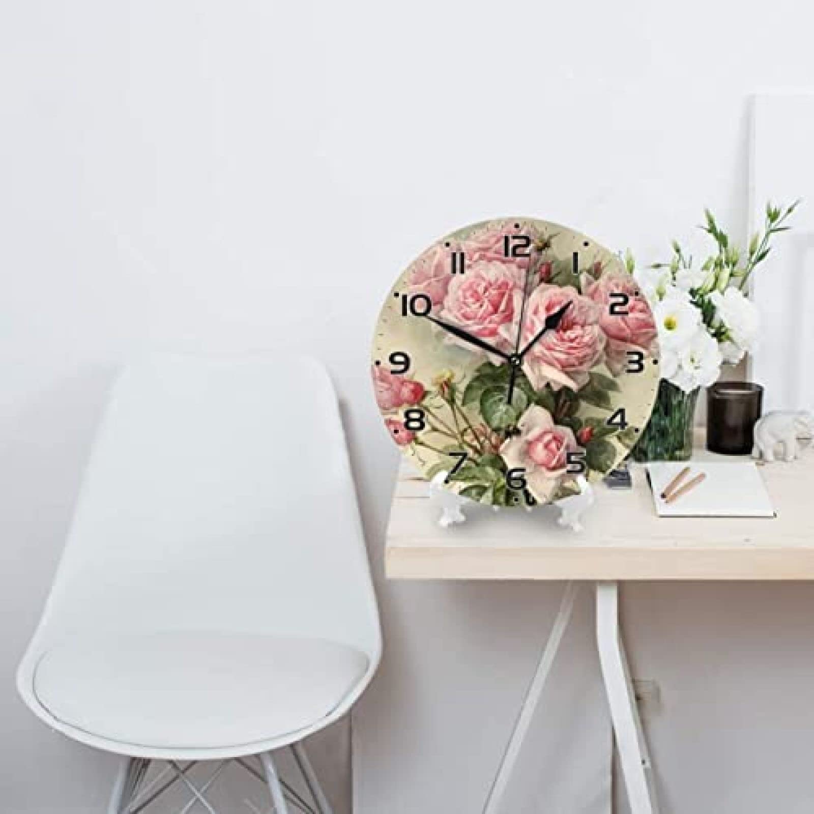 KLL Klok Rose Pioenen Gele Wandklok Klokken voor De