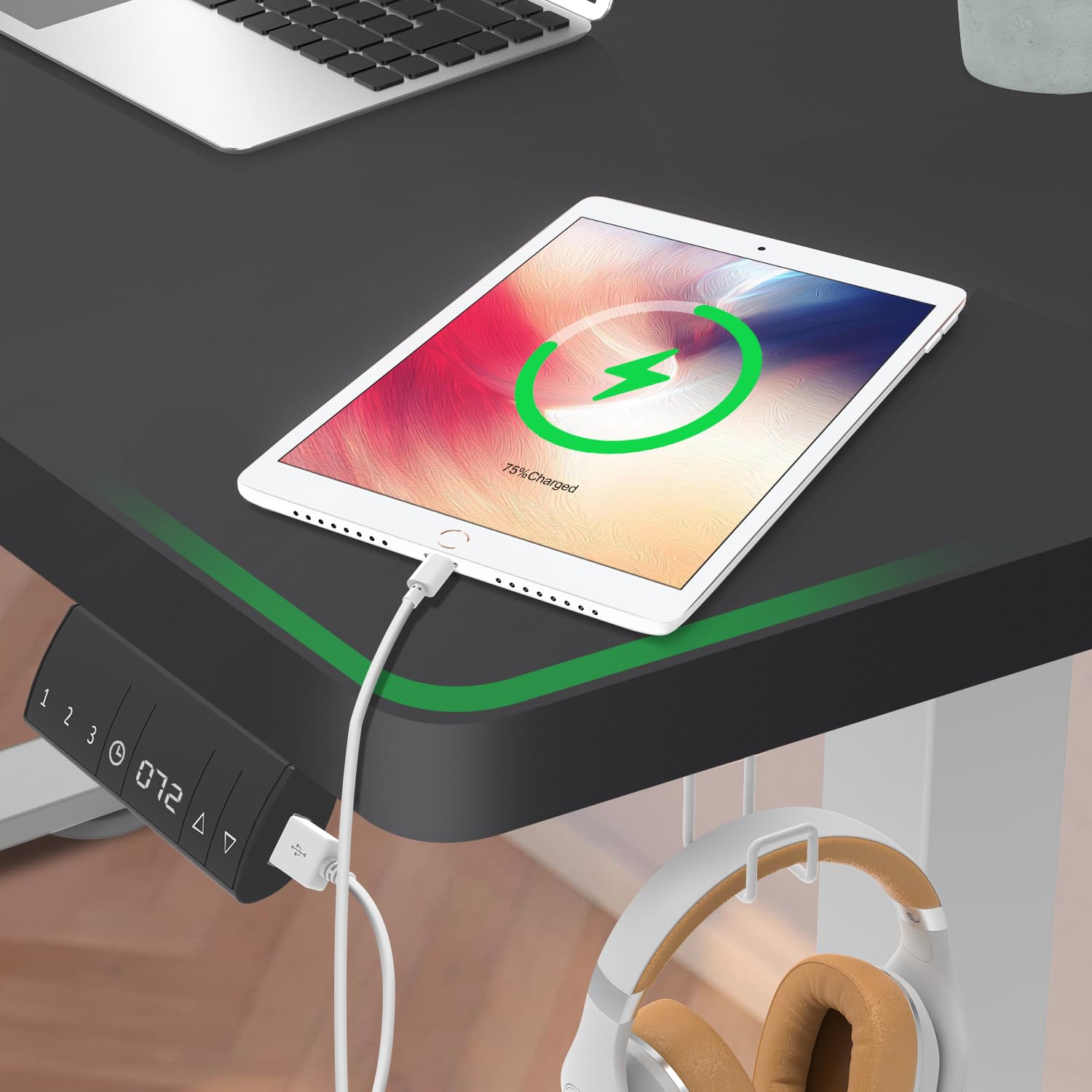 TRIUMPHKEY Scrivania Elettrica Regolabile in Altezza,180 x 80 cm,Presa USB, 3 Controllo Memoria, Scrivanie Arredo Studio, Altezza Regolabile, Anti-collisione, Tavolo da Computer