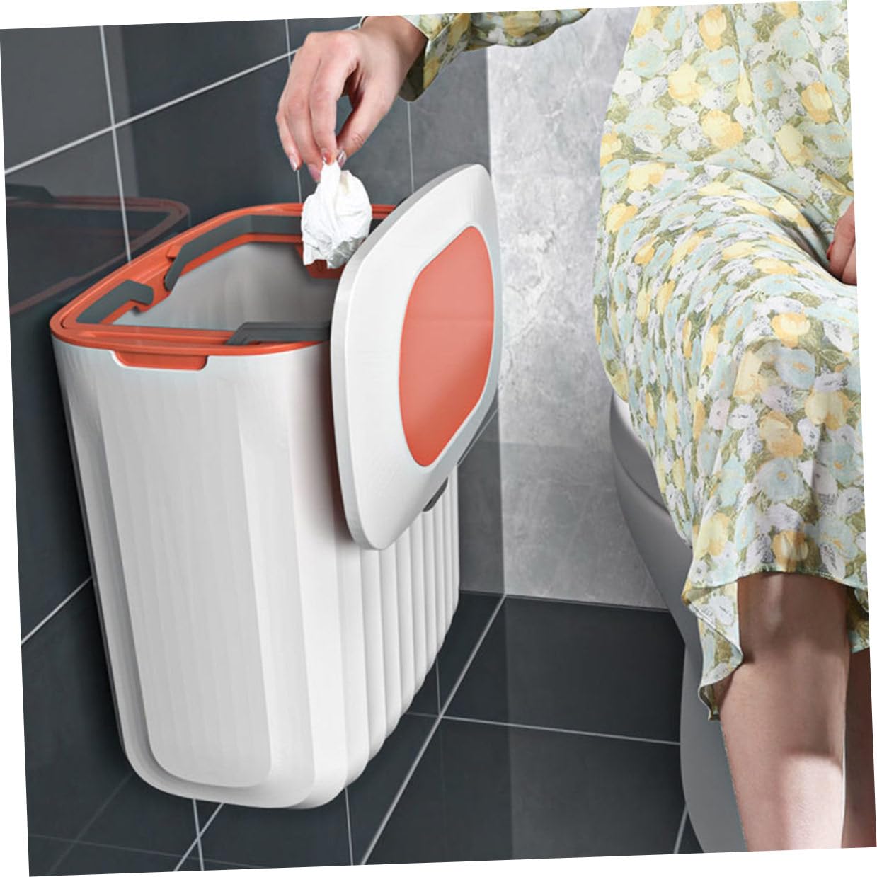 Wandmontierter Orange Küchenmülleimer Deckel mit L Kunststoff aus 8