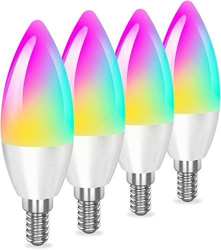 Bombillas inteligentes E12, luz de candelabro B11, base E12, luces de cambio de color, ajuste de brillo, bombillas inteligentes que funcionan con