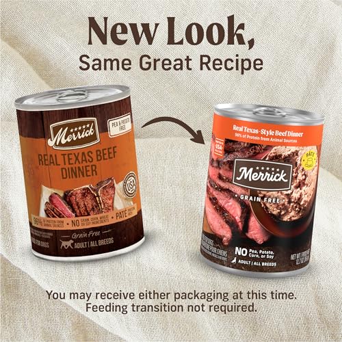 Image of Merrick Grain Free Premium And Natural Canned Dog Food, Soft And Healthy Wet Recipe, Real Texas Beef Dinner - (Pack of 12) 12.7 oz. Cans