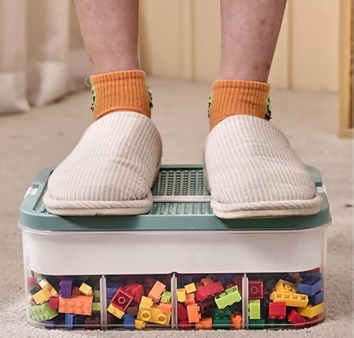 DingGreat Dreifach Aufbewahrungsbox für Lego Bausteine Ablagefächer Stapelbar Kisten Spielzeug Aufbewahrung mit Deckel Stapelboxen Kunststoff Sortierboxen Kleinteile Transparent (box only)