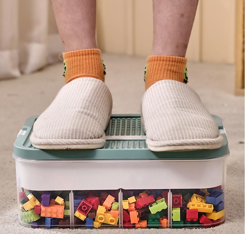 Tripla scatola portaoggetti per mattoncini Lego impilabili, scatole per giocattoli con coperchio, scatole impilabili in plastica, piccole parti trasparenti (scatola only)