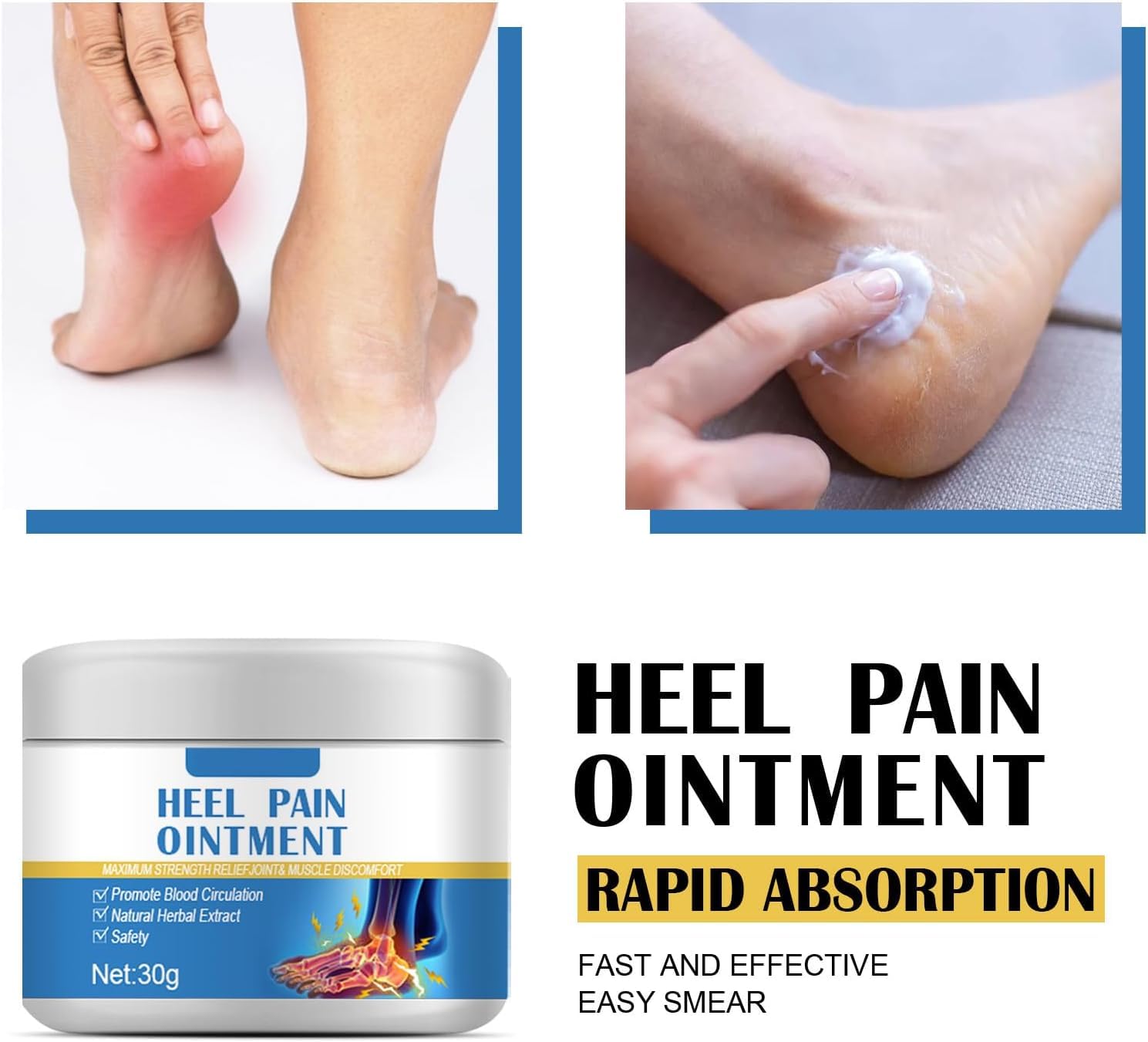Crème Soulagement de la Douleur au Pied,Pommade Apaisante pour Talons,Crème pour les Pieds,Apaisante pour les Douleurs Musculaires,Heel Pain Ointment