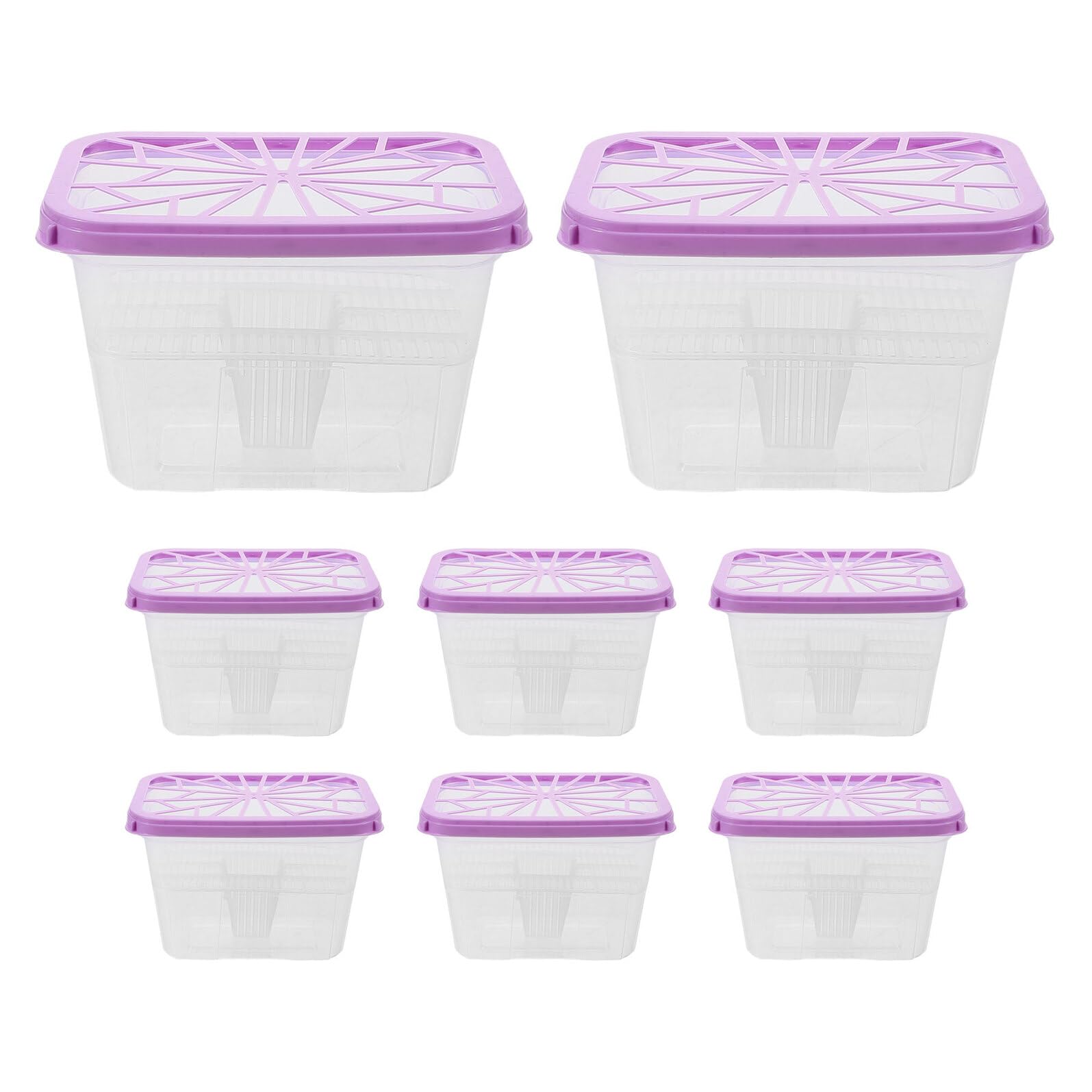 NOLITOY Caja Deshumidificadora de Plástico Vacía 8 Piezas Contenedor Absorbente de Humedad Recargable Soporte Cuadrado Morado para Armarios y Almacenamiento Doméstico
