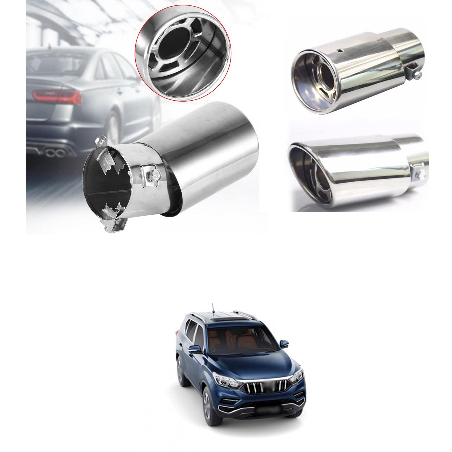 Silencer Tip Exhaust Pipe Car Stainless Steel Rear Muffler Tip Tail Muffler Tip Pipe Adjustable Car Decoration Exhaust Tip Tailpipe Compatible with G4 R-Exton-image-1
