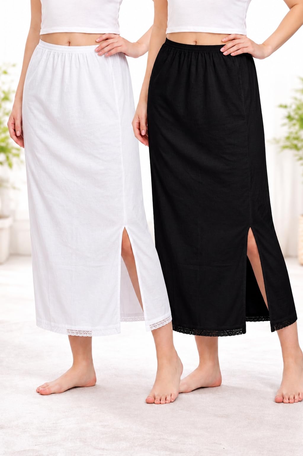 mybody Women's Cotton Ankle Length Maxi Skirt Slip - Pack of 2-picture-55