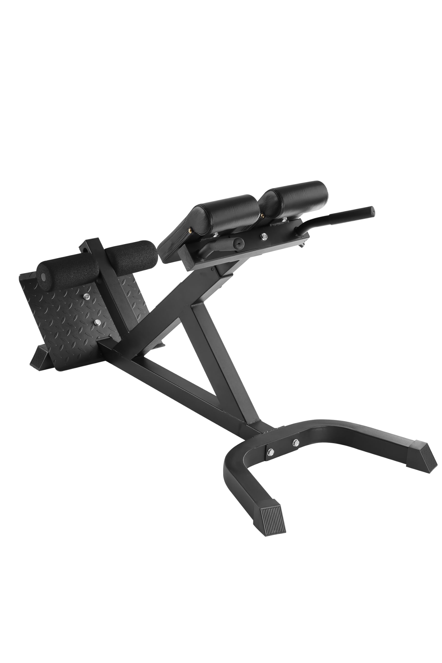 Banco de Extensión Lumbar para Ejercicios, Silla Romana para Espalda Baja Negra Ajustable en Altura, 126 cm x 63.5 cm x 75-60 cm, con Almohadillas Acolchadas, para Entrenamiento de Espalda