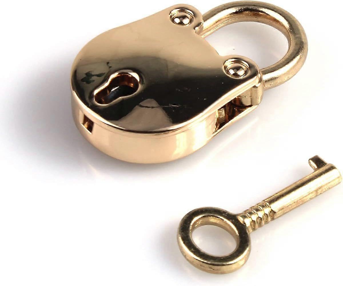 (Gold) 1PCS Vintage Mini Bear Padlock Key Lock Antique Style Small Key Lock