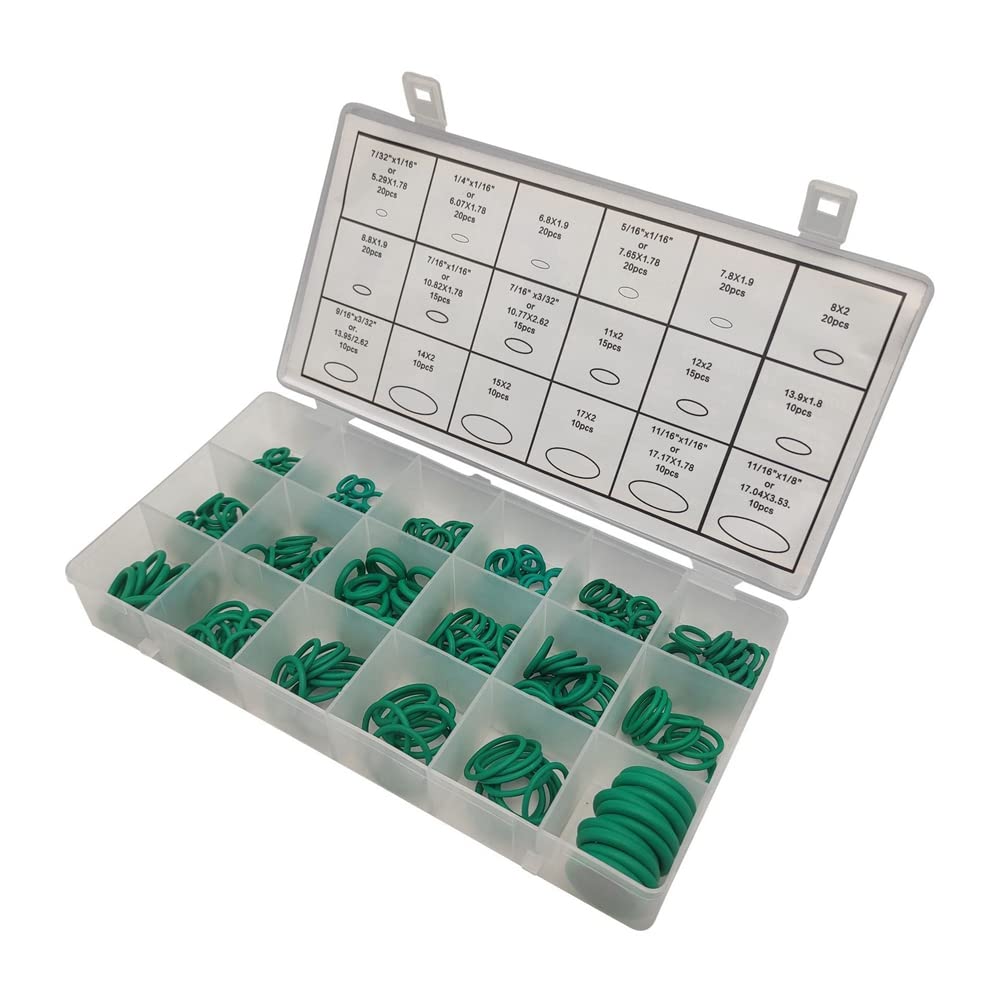 Aisuoka 270Pcs Green Sealing Ring O-Ring Nitrile Rubber Ring High Temperature Rubber Ring Gasket High Pressure Repair Boxed