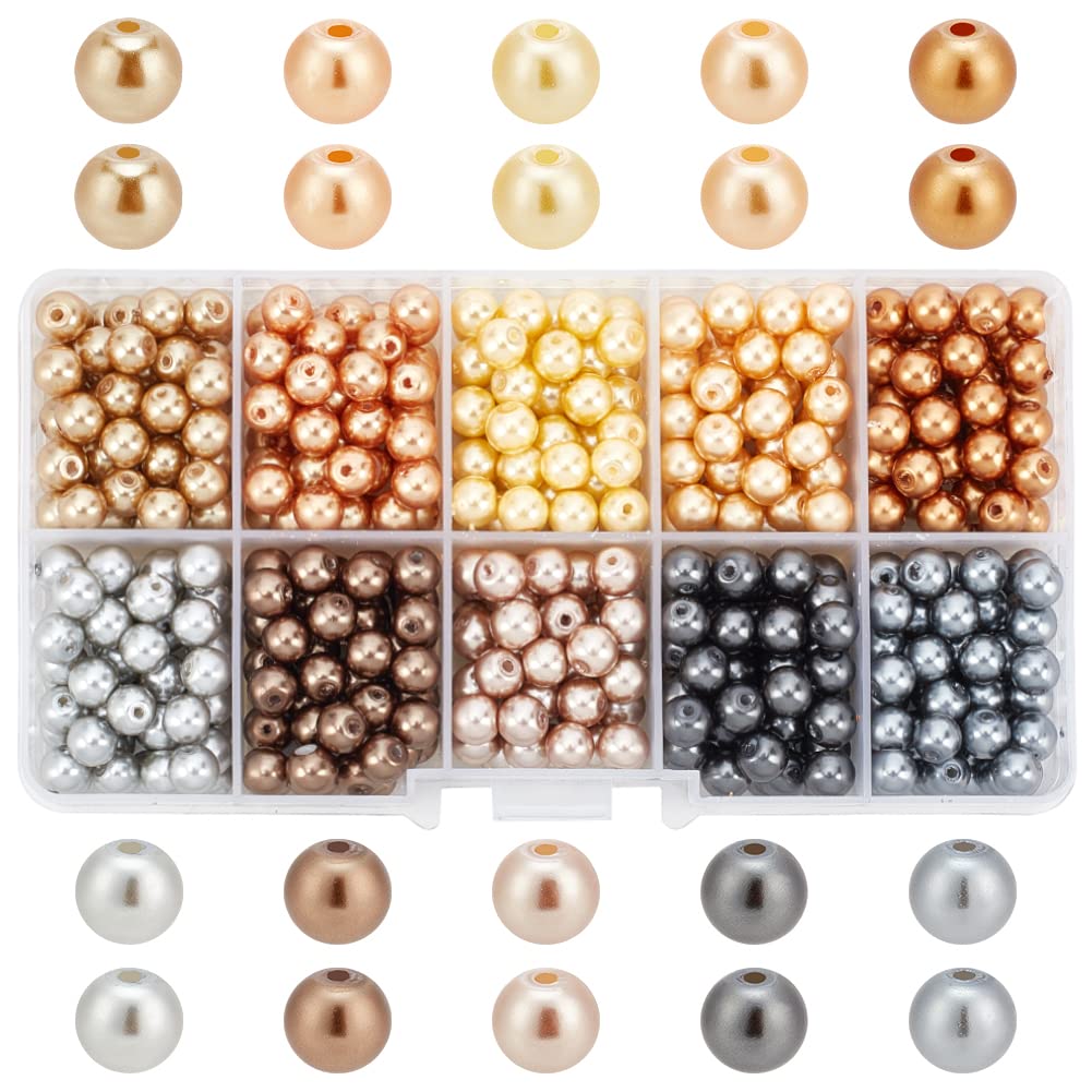 PH PandaHall 6mm About 600pcs Tiny Satin Luster Glass Pearl Round Beads Assortment Mix Lot for Jewelry Making 10 Colors Multicolor-6