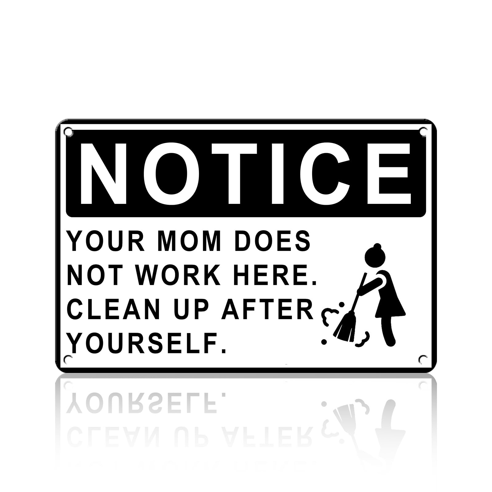 Anceky Notice Your Mom DoesWork Here Metal Sign Retro Tin Sign Wall Decor for Farmhouse Kitchen Cafe Home Yard 12×16 Inch