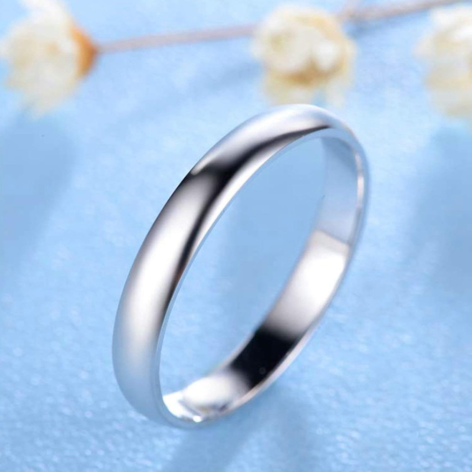 Daesar 18K White Gold Ring Women Rings Promise, Wedding Bands for Women High Polished Simple Design White Gold Rings Band