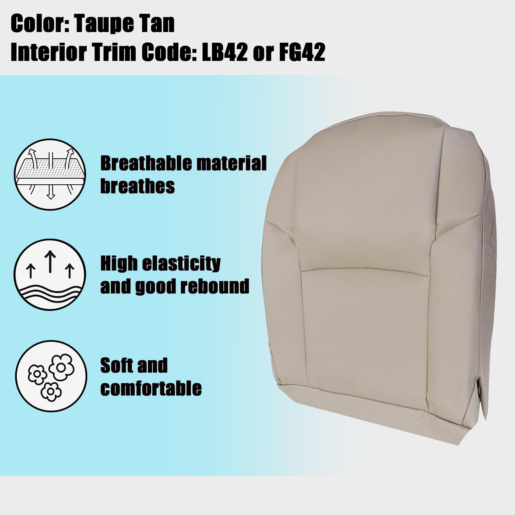 NLQR Taupe Tan Front Driver & Passenger Sides Bottom Replacement Microfiber Leather Seat Covers Compatible with Toyota 4Runner 2003 2004 2005 2006 2007 2008 2009