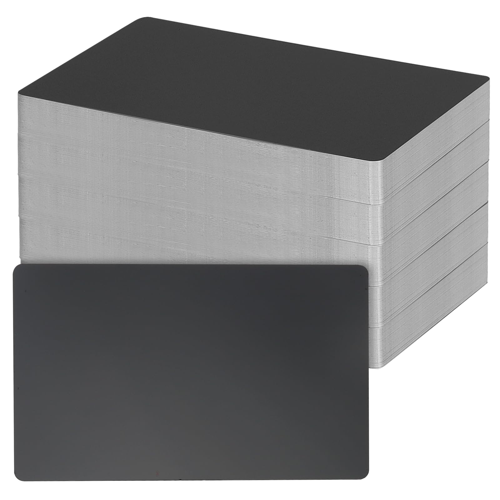250 Stück Metall Visitenkarte Schwarz, 8.6x5.4cm, 0.21mm Dick Aluminium Rohlinge, Metall Karten Namenskarte Lasermarkierung Graviertes Business Card, Wasserfestes Aluminium für Büro, Office