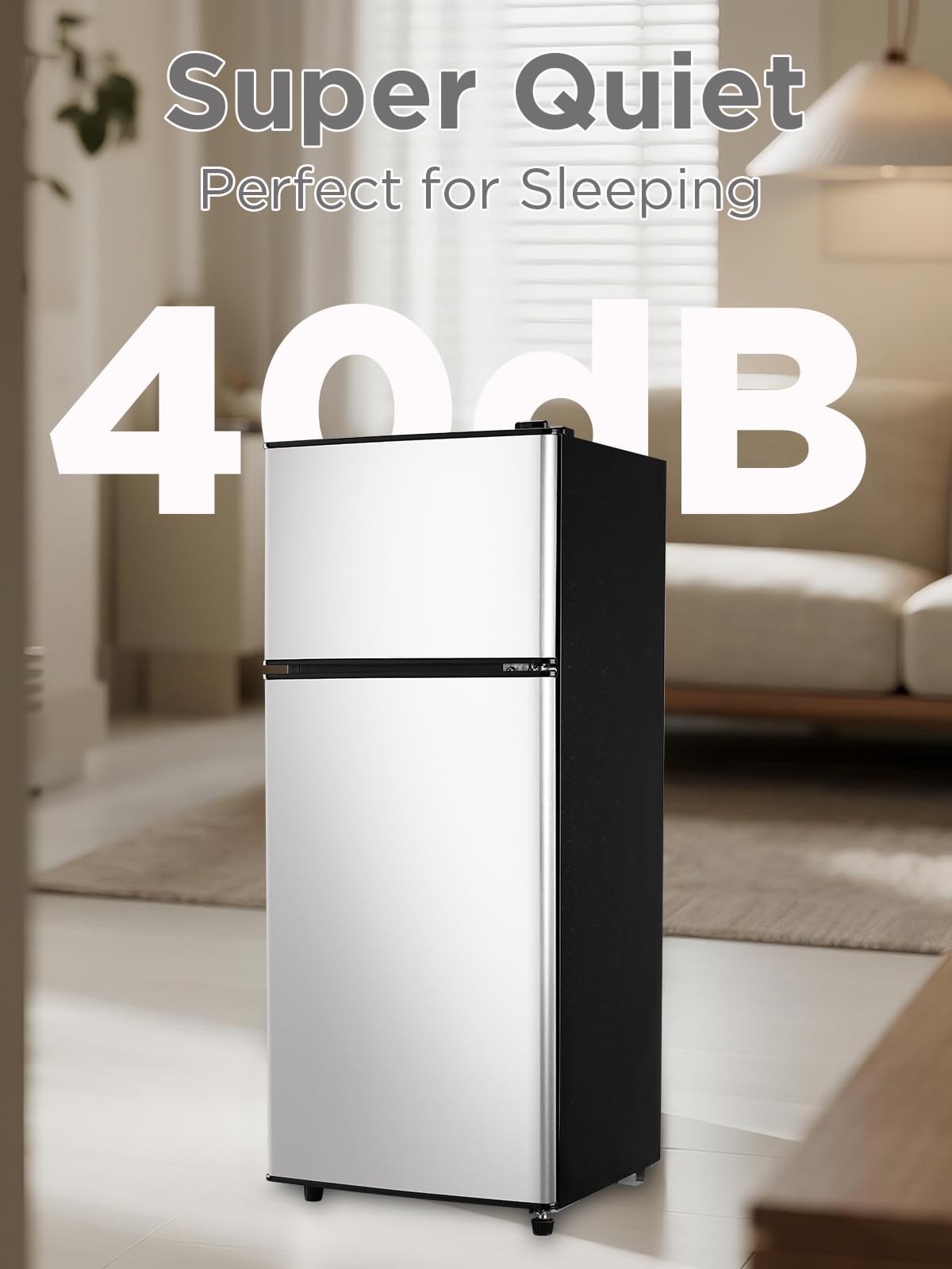 F.W.Woolworths 3.8 Cu.Ft Compact Refrigerator With Freezer, 2 Doors Fridge With Adjustable Thermostat Control, Small Refrigerator For Kitchen, Dorm, Apartment, Garage, Office, Silver on Fridge.com - View 4