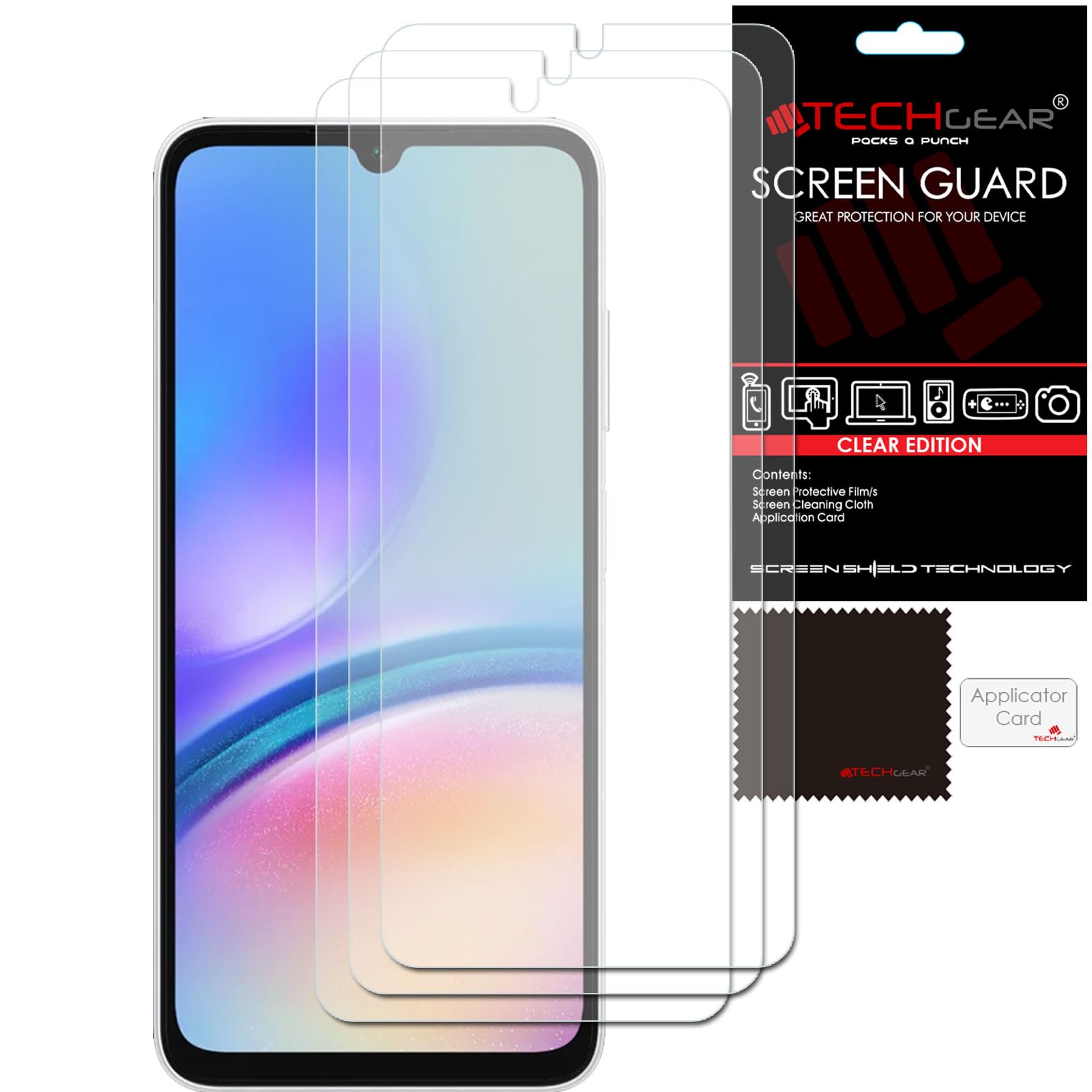 TECHGEAR Screen Protectors [3 Pack] Compatible with Samsung Galaxy A05s, CLEAR LCD Screen Protectors Cover Guards