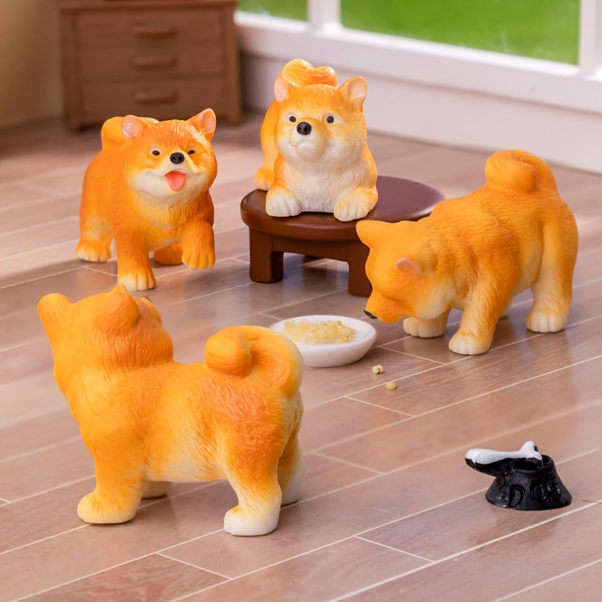 KARLOR Mini Dog Figures Set, 6 Pieces Shiba Inu Statues, Cute Puppy Ornaments, Dog Sculpture, Pets Figure, Animal Ornaments - Image 4